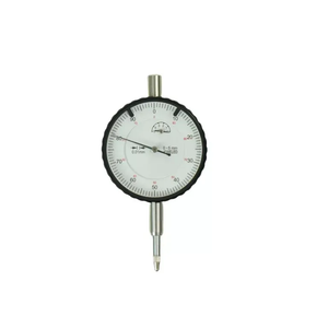 Precision 0-5mm shockproof dial indicator with 0.01mm graduation, jewel movement, durable steel body, standard 8mm stem, and 58mm broad knurled metal bezel for industrial measurement and machine setup.