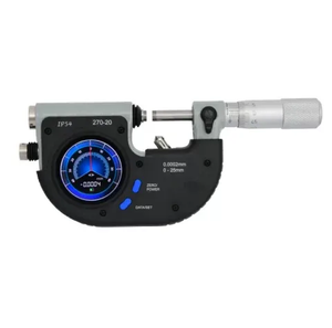 IP54-rated digital leverage micrometer with 0.0001mm resolution, absolute optical encoding, wireless data output, tolerance alerts, and a blue digital LCD display for high-precision industrial measurement and SPC data integration.