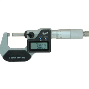 Professional H-133 IP65 waterproof digital outside micrometer featuring carbide measuring faces, 0.001mm high resolution, SPC data output capability, and a clear digital LCD display for precision measurement in industrial machining environments.