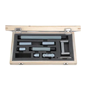 Professional H-301 precision inside micrometer set covering 50-1500mm range, featuring modular Φ15.5mm steel extension rods, carbide-tipped contact points, and a precision calibration ring for accurate large internal diameter measurement.