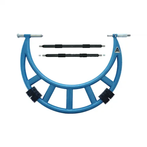 Professional H-361 large range outside micrometer featuring adjustable anvil with interchangeable collars, lightweight pipe-combine frame, carbide measuring faces, and 0.001mm resolution for heavy machinery and oversized component measurement up to 3000mm.